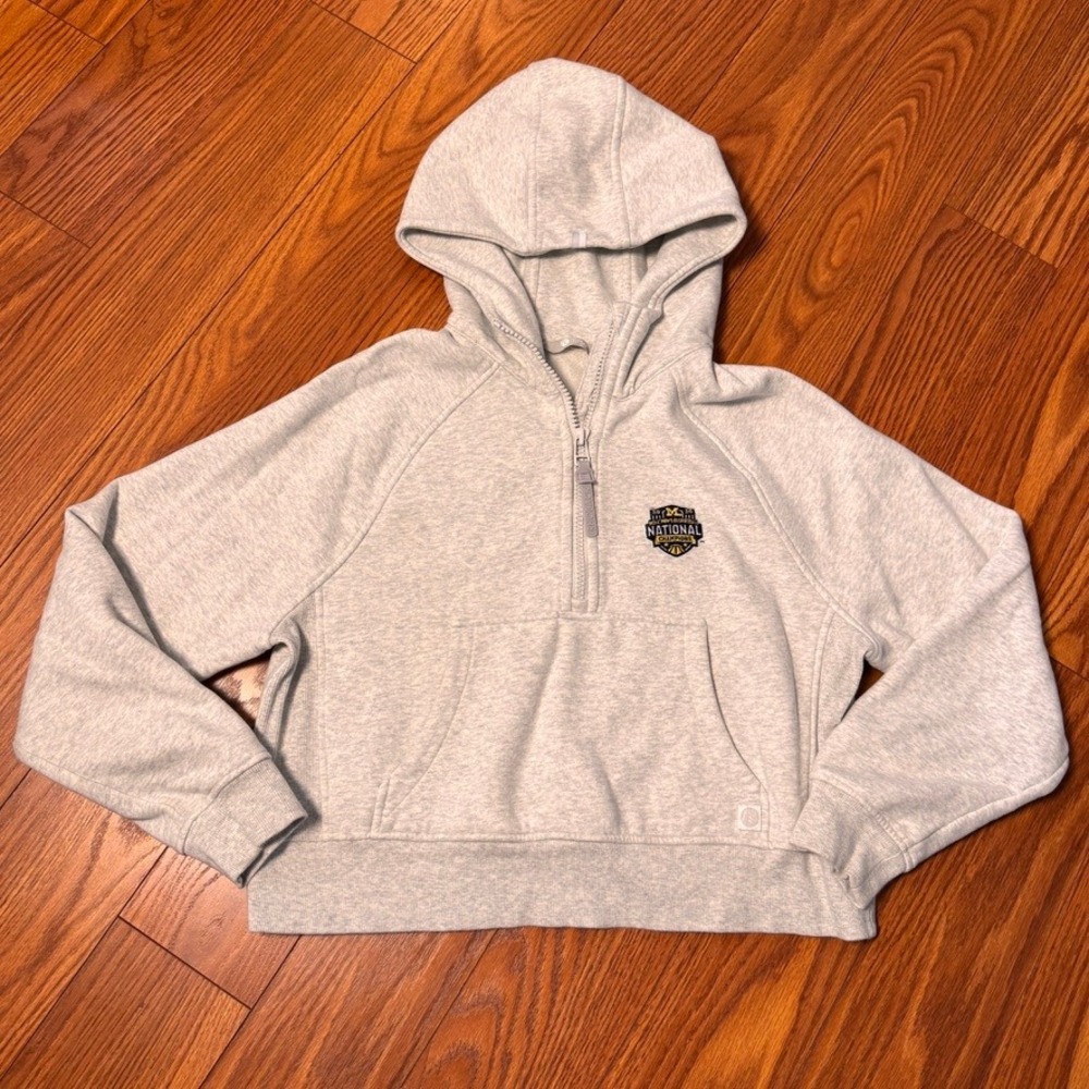 Rhoback Michigan National Champions Quarter Zip Hoodie Gray WCQH0001 Women M